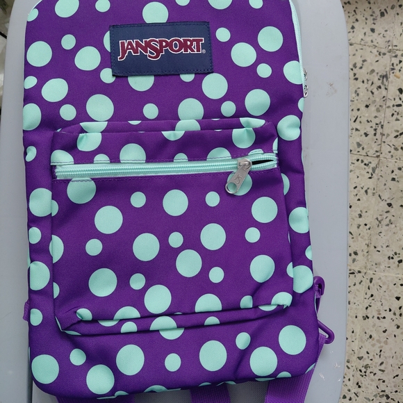 Jansport Handbags - Jansport Purple Polka Dot Backpack
